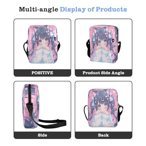 men's messenger bag crossbody bag men Women's Purses Adjustable Strap for work work - Cute Peach Anime4