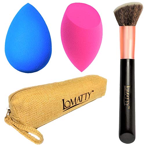 LOMATTY Set 4 Piezas, Esponja Maquillaje Sin Látex, Brochas De Maquillaje Profesional, Pochette Beauty Case, Blender Beauty Para Fundación BB Cream, Líquido Y Polvos
