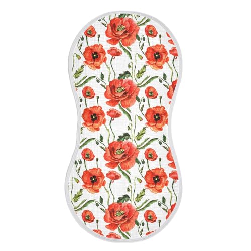 Image of vvfelixl Muslin Burp Cloths Wildflower Poppy Flower Baby Washcloths for Baby Girl Boys 2 Pack