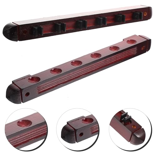Porte-queue de billard mural robuste structure en bois solide 6 emplacements couleur rouge - 7