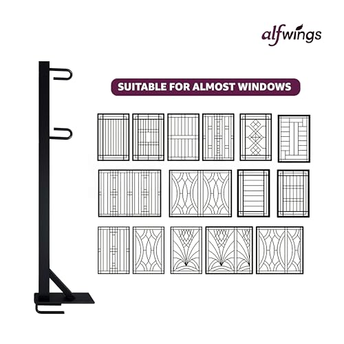 Image of Baby Window Cradle Hanger | Up to 35 Kg Metal Rod | Hook and Paint Protection Shield | Black, 70 cm | WCH70B