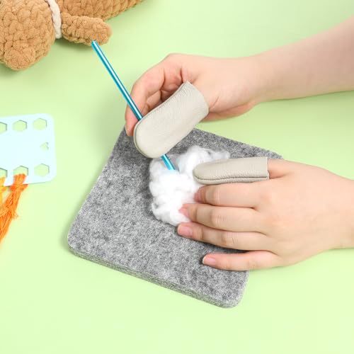 Needle Felting Pad, Needle Felting Mat, 6×6 in Grey Sponge Pad with 1pair Finger Sleeves for Any Wool Feltings Supplies