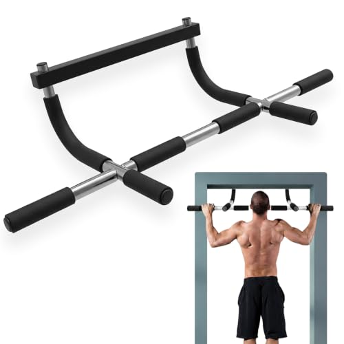 Iron Chin Up & Pull Up Bar Gen. 1 Heavy Duty Multi-Grip Home Gym Bar No Screws Fits Doorways 2434 440 lbs Capacity Build Upper Body Strength Biceps Triceps Lats & Core