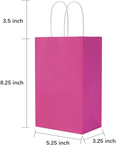 Miniatura 5 de Oikss Cada paquete de 50 bolsas pequeñas de papel kraft amarillo y fucsia con asas a granel