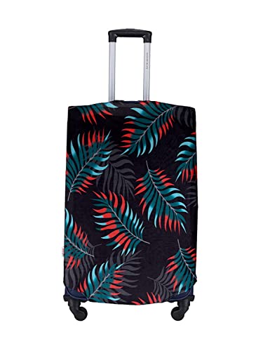 Image of Cortina Leaf Design Travel Suitcase Eco-Friendly Cover | Small | Fits 18-22 Inch Luggage | Polyester-Spandex | 55cm (20 inches) | Luggage Protectors | Anti Scratch /Dust | Pack of 1 | Green