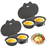 Escalfador De Huevos Microondas, 2PCS Cocedor De Huevos Microondas Con Tapa 2 Cavidades Escalfador De Huevos Microondas Antiadherente, Resistente Al Calor Cocedor De Huevos Microondas