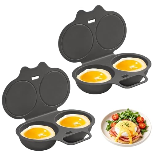 Escalfador De Huevos Microondas, 2PCS Cocedor De Huevos Microondas Con Tapa 2 Cavidades Escalfador De Huevos Microondas Antiadherente, Resistente Al Calor Cocedor De Huevos Microondas
