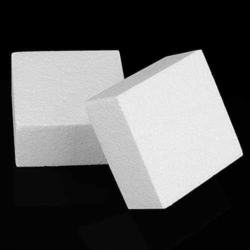 KEILEOHO 24 Pack 10x10x5cm Square Foam Blocks, 4x4x2 Inch White Modelling Foam, Polystyrene Craft Foam Blocks for Crafts
