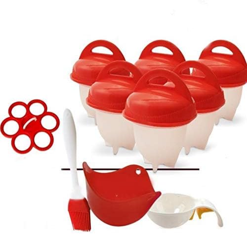 Egg cooker hard and soft silicone egg poachers, hard boiled eggs without shell egg cups AS SEEN ON TV (6 pieces) No shell plus bonus gift by Empeiro