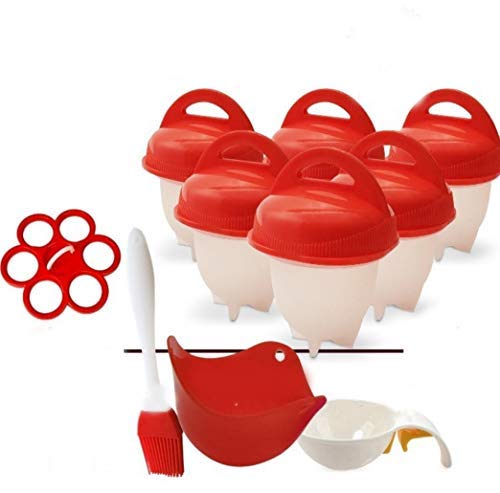Egg cooker hard and soft silicone egg poachers, hard boiled eggs without shell egg cups AS SEEN ON TV (6 pieces) No shell plus bonus gift by Empeiro