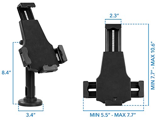 Image of Mount-It! Universal Tablet POS Kiosk Stand with Cable Lock & Wall Mount Bracket, Adjustable Clamp for 7.9 inch-11 inch Tablets (Fits 5.3 inch-7.8 inch W x 7.8 inch-10.6 inch L), Compatible with iPad, Galaxy Tab & Surface Go