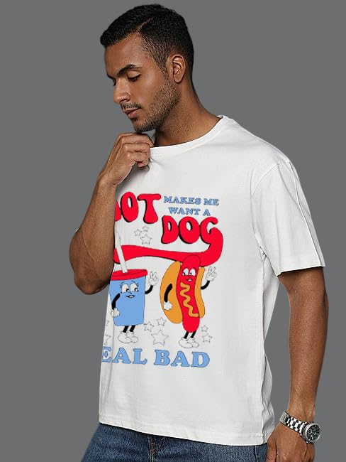 Image of Men's 100% Cotton Round Neck Printed Oversized T-Shirt