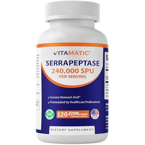 Vitamatic Serrapeptase 240,000 SPU Servings, 120 Delayed Released Capsules