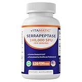 Vitamatic Serrapeptase 240,000 SPU Servings, 120 Delayed Released Capsules - Enteric Coated - Non-GMO- Made in The USA (120 Count (Pack of 1))