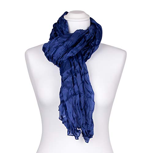 Tinitex Knitterschal Halstuch Schal XXL Saphirblau Dunkelblau Seide 180x90cm