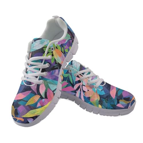 GIFTPUZZ Hawaiian Leaf Lightweight Training Shoes with Anti-Slip Rubber Tread - Shock Absorption Technology for Crossfit, Marathon Prep, or Outdoor Jogging
