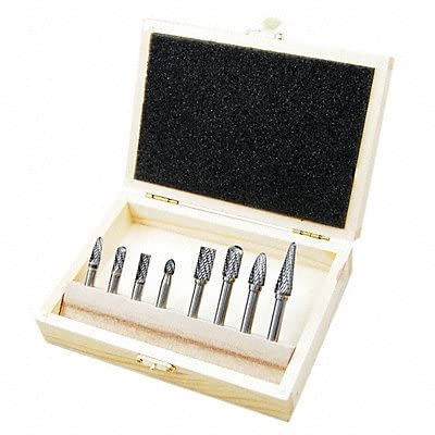 Carbide Bur Set, Double Cut, 1/4 in. Shank