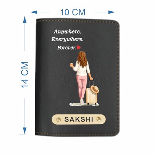Image of Customized Couple Printed Passport Cover Gift Set 2 Pcs | Personalised Leather Travel Gift for Husband Wife, Boyfriend Girlfriend | Customised Valentine's Day Gift Set (Design 1)