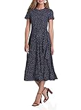 Anlass: Casual oodji Ultra Damen Viskose-Midi-Kleid mit Gürtel, Blau, DE 42 / EU 44 /XL