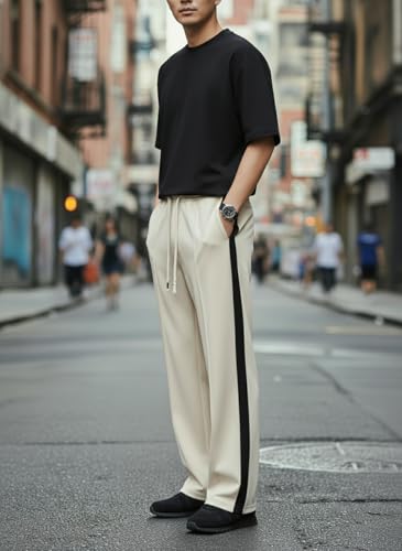 Image of Mack Jonney Men's Striped Track Pants | Side Stripe Design | Regular Fit | Casual & Athleisure Wear |Pack of 1-MMJ-27