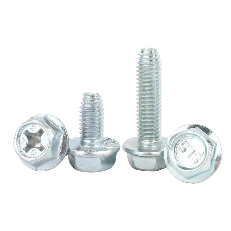 Tornillos de cabeza de brida hexagonal de acero galvanizado pernos m4 m5 m6 m8 (50,M6 x 16 mm, ajustados)