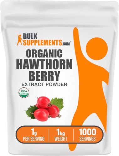 BulkSupplements.com Organic Hawthorn Berry Extract Powder - Hawthorn Berry Supplement, Hawthorn Berry Powder - Herbal & Gluten Free, 1000mg per Serving, 1kg (2.2 lbs) (Pack of 1)