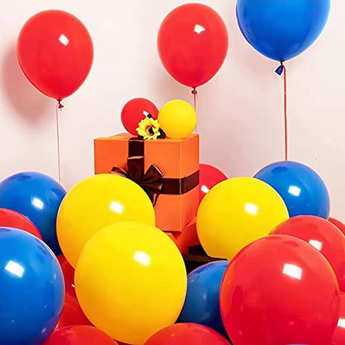 Pacote com 300 balões azuis, vermelhos e amarelos - mini balões pequenos de látex azul vermelho e am