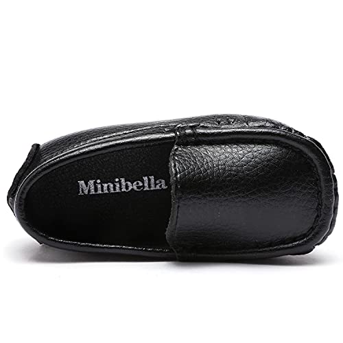 Minibella Toddler Boys Soft Slip On Loafers Comfort Boat Oxford Dress Flat Shoes Black #TOP4
