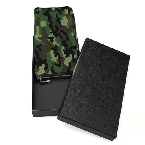 HJUQNGF Portefeuille long en cuir avec dragonne pour femme avec fermeture éclair et pochette de grande capacité, Motif militaire vert, 20.0*10.5cm – vue 3