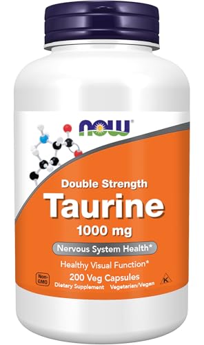 NOW Foods Supplements Taurine 1 000 mg Double Strength Nervous System Health* 200 Veg Capsules