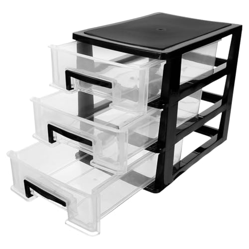 Armoire de rangement à trois couches en plastique portable noir ULTNICE