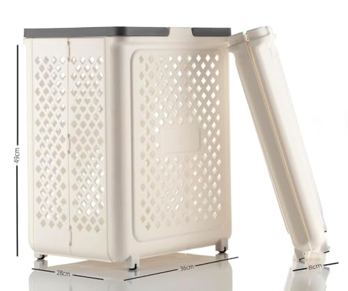 Image of Large Foldable Laundry Basket with Wheels, Collapsible Plastic Laundry Hamper with Handles - Ventilated Rolling Clothes Storage Basket, Space Saving Laundry Organizer for Bedroom, Bathroom and Dorm