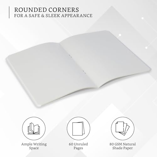 Image of Amazon Brand - Solimo A5 Unruled Notebook | 80 GSM | Easy to Carry | Suitable for Sketching or Doodling, To-do lists & more | Set of 4 | Matte Finish | Floral Design (60 Pages Each)
