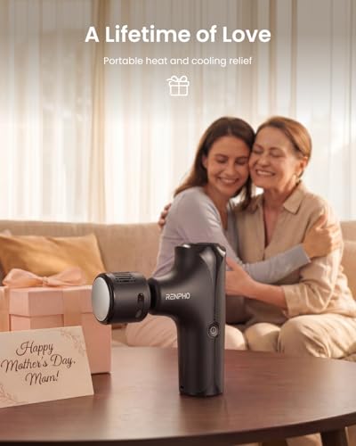 Image of RENPHO Mini Thermacool Massage Gun with Heat and Cold, Mothers Day Gifts, Professional Pocket-Sized Percussion Massager, Portable Deep Tissue Massager, Quiet Operation with Travel Carry Bag