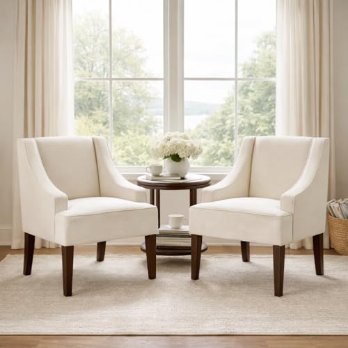 Image of HomePop Classic Swoop Arm Accent Chair - Warm Ivory