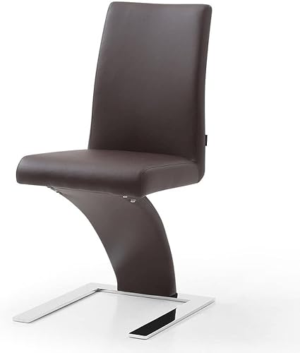 Miniatura 3 de ZURI Muebles Silla de comedor moderna Mesa en cuero sintético marrón y acero inoxidable