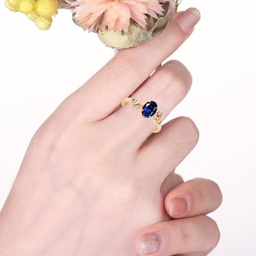 10K 14K 18K Gold 0.12cttw Natural Diamond Moon Goddess Gemstone Engagement Rings for Women 1.5ct Oval Natural Gemstone Promise Anniversary Wedding Rings3
