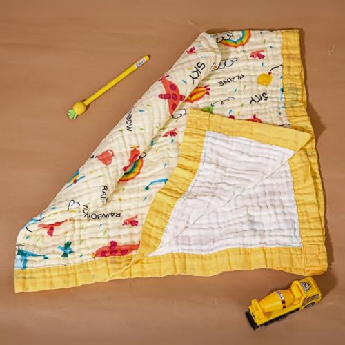 Image of SMILE BABY 100% Organic Cotton 6-Layer Muslin Baby Blanket (100x110 cm) is Super Soft, Breathable, and Gentle on Baby's Skin. Perfect for Comfort, Warmth, and Everyday use. Includes 1 Blanket