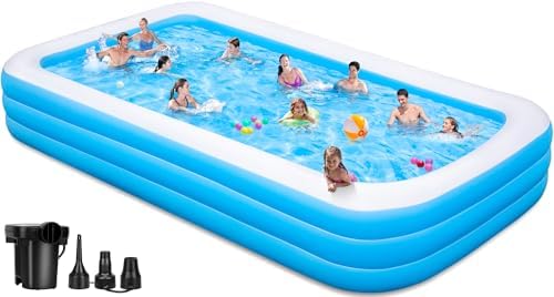 Large Inflatable Pool with Pump - 165'' x 76'' x 22'' Oversized Thickened Blow Up Pool for Adults, Family Swimming Pool for Backyard, Garden and Outdoor Fun