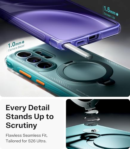Image of TORRAS Ostand Q3 Air for Samsung Galaxy S26 Ultra Case with 360 Magnetic Stand, Fit for MagSafe, Airbag Cushion, Mil-Grade Drop Tested, Shockproof Phone Case for S26 Ultra 6.9 inch, Glacier Sprint