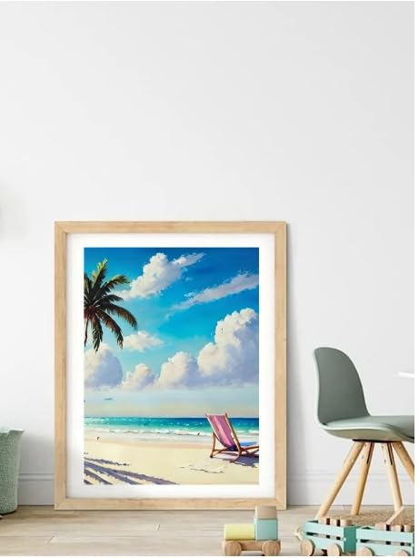 Image of Jasol Diamond Painting Kit, 40x30 Cms, Full Drill, 5D Crystals, Home Wall Decor Gift Set (Beach M45603)