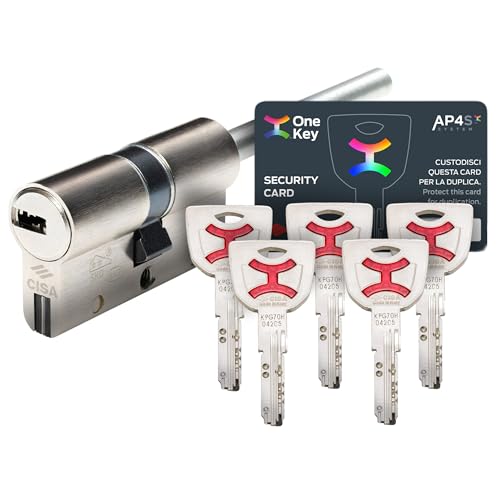CISA - Cilindro Europeo AP4 S 10P3S70701200C5 per Serratura Porta Blindata - Cilindro Europeo 30/30 con 5 Chiavi A Duplica Protetta - Anti Bumping Anti Strappo - Predisposizione al Pomolo