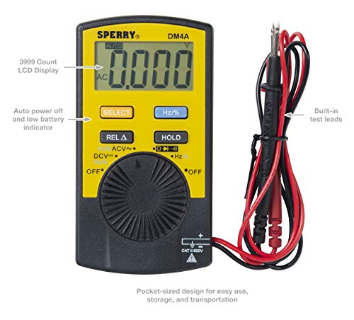 Image of Sperry Instruments ESK3 Dualcheck 2-in-1 Pocket Digital Multimeter Tester Kit, Yellow