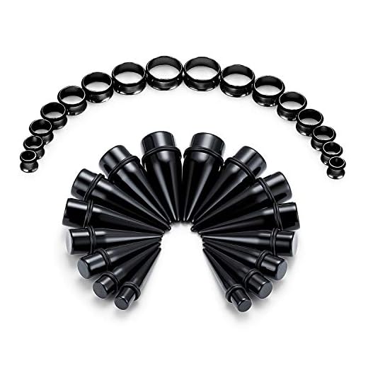 FECTAS 32stk Acryl Ohr Dehnstab Set Edelstahl Ohr Tunnel Plug Expander Ohr Dehnung Piercing Schmuck 6-20mm