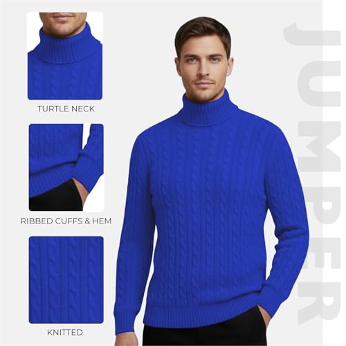 Pull à col roulé haut de gamme en tricot bleu marine taille XS