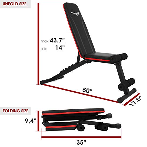 Foto de Yes4All Banco de pesas ajustable con diseño plegable para entrenamiento de cuerpo completo (imagen 3)
