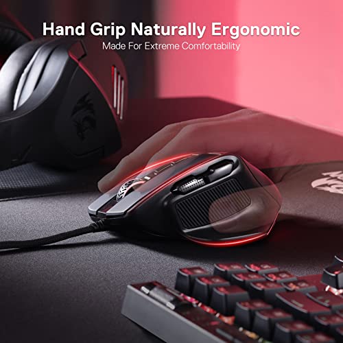 Redragon M806 Bullseye Gaming Mouse, 7 Programmable Buttons Wired Rgb Gamer Mouse W/Ergonomic Natural Grip Build, Software Supports Diy Keybinds & Backlit #TOP4