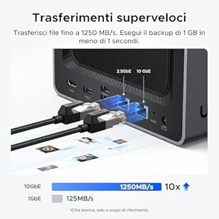 UGREEN NASync DXP4800 Plus, NAS desktop a 4 bay, CPU Intel Pentium Gold 8505 a 5 core, RAM DDR5 da 8 GB, SSD da 128 GB, 1 * 10 GbE, 1 * 2,5 GbE, 2 * slot M.2 NVMe, HDMI 4K (senza disco)