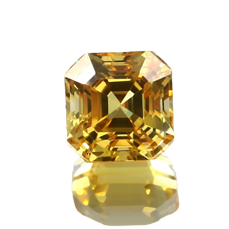 Saphir jaune naturel 9x9mm taillé émeraude pour création de bijoux uniques DIY