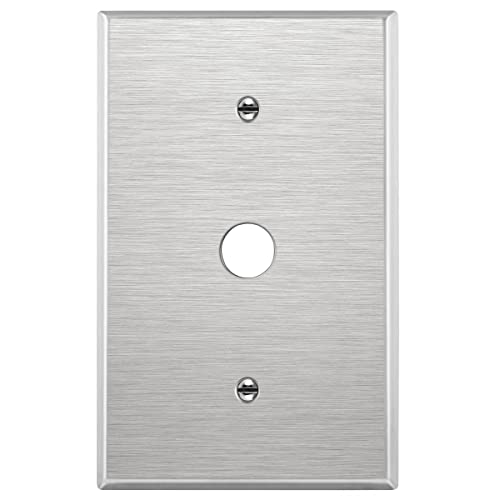 Image of ENERLITES 0.625 inch Diameter Hole Phone Cable Metal Wall Plate Oversize